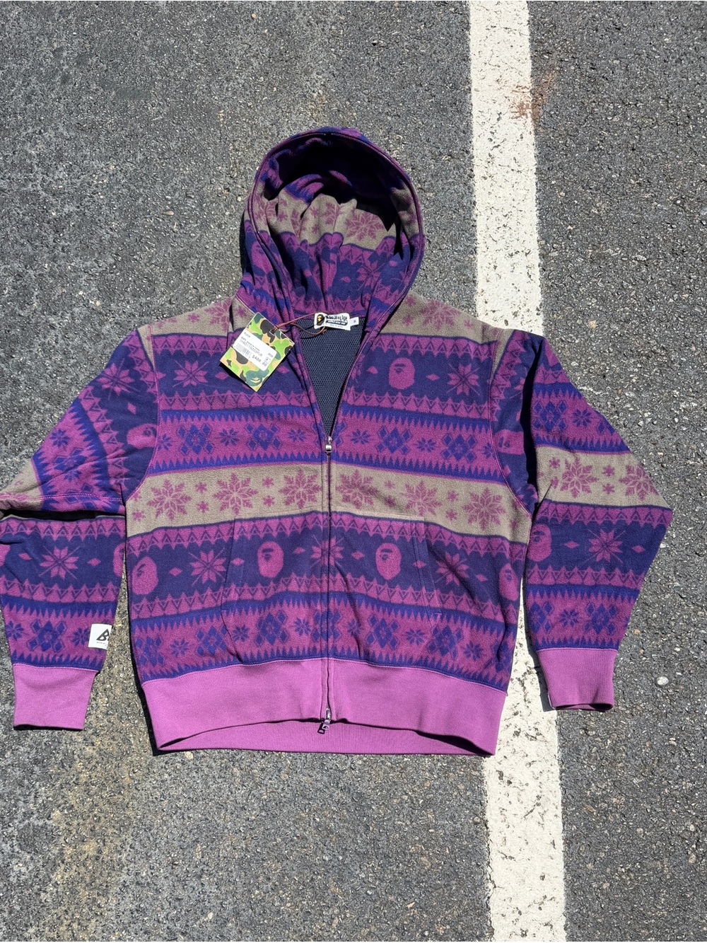Bape Purple & Pink Patterned Zip-Up Hoodie